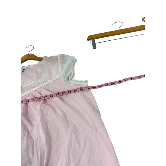 Eileen West Light Pink White Swiss Dot Nightgown Short Sleeve Romantic XL - Picture 5 of 5